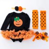 4 Pcs Long Sleeve Halloween Bow Dress Suit for 20