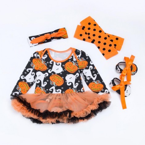 4 Pcs Long Sleeve Halloween Ghost Dress Suit for 20