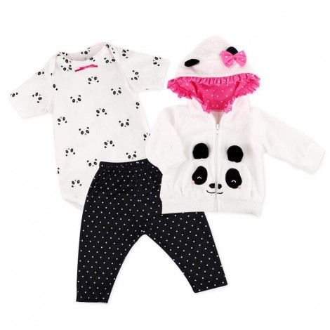 Reborn Baby Doll Clothes For 20- 23 Inch Reborn Doll Girl Panda Outfit Accessories 4Pcs Reborn Baby Matching Clothes