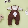 Brown Striped T Plus Brown Monkey Strap Skirt For 22'' Reborn Baby Doll Boy/Girl