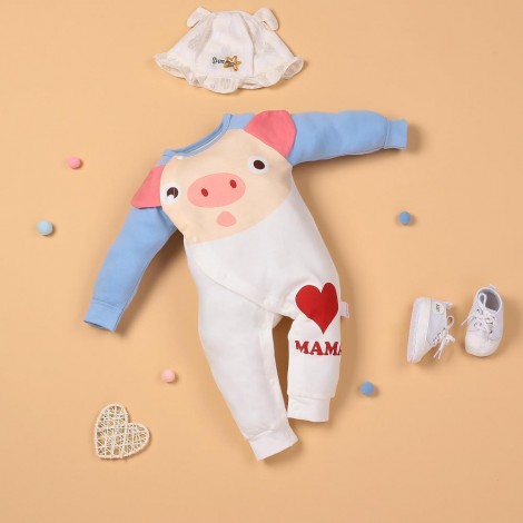 White Piggy Love Fly Bodysuit For 22'' Reborn Baby Doll Boy/Girl