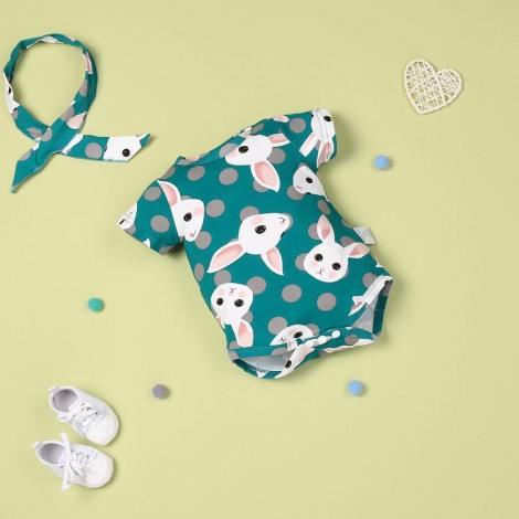 Summer Cool Green Cartoon Rabbit Jumpsuit For 22'' Reborn Baby Doll Girl