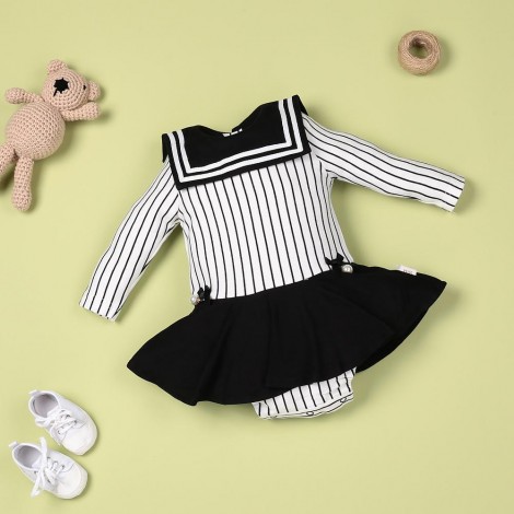 Black And White Striped Sweet Princess Dress For 22'' Reborn Baby Doll Girl