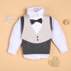 Gentleman Grey Knitted Vest And Shirt Set For 22'' Reborn Baby Doll Boy