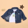 White Cartoon T-Shirt And Denim Jacket Set For 22'' Reborn Baby Doll Boy/Girl