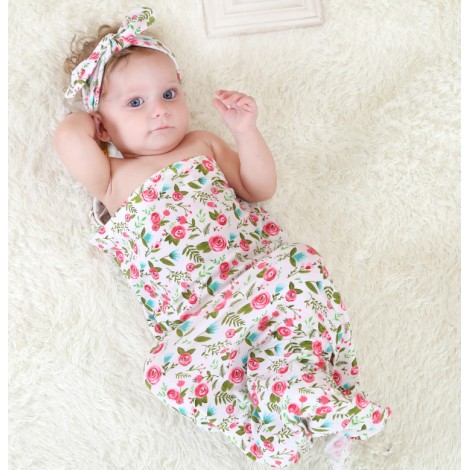 Adorable Baby Swaddle Blanket And Headband Set