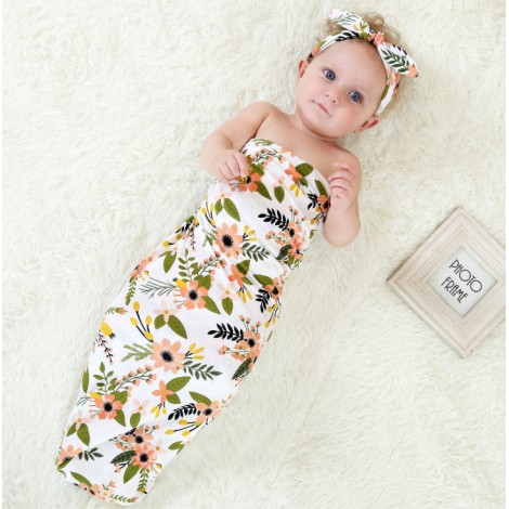 Adorable Baby Swaddle Blanket And Headband Set