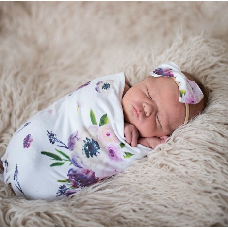Adorable Baby Swaddle Blanket And Headband Set