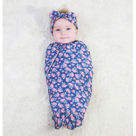 Adorable Baby Swaddle Blanket And Headband Set