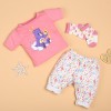 Pink Cartoon T-Shirt And Flower Pants Set For 22'' Reborn Baby Doll Girl