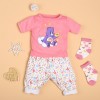 Pink Cartoon T-Shirt And Flower Pants Set For 22'' Reborn Baby Doll Girl