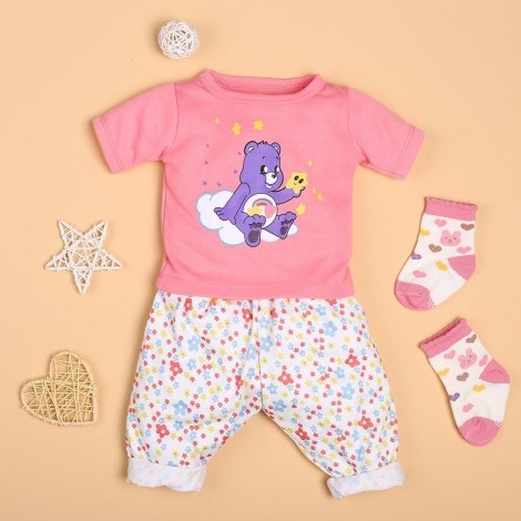 Pink Cartoon T-Shirt And Flower Pants Set For 22'' Reborn Baby Doll Girl