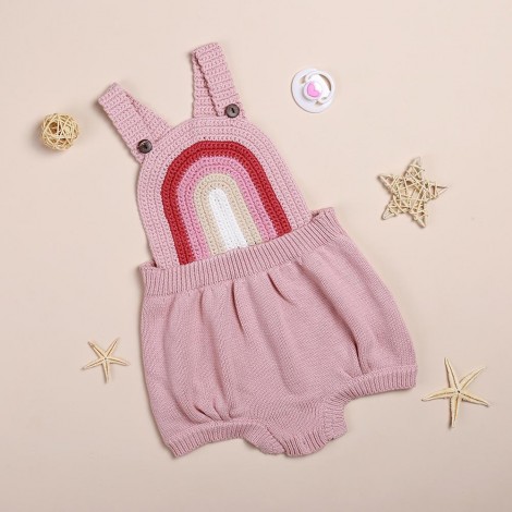 Sweet Knitted Sling Rainbow Jumpsuit For 22'' Reborn Baby Doll Girl